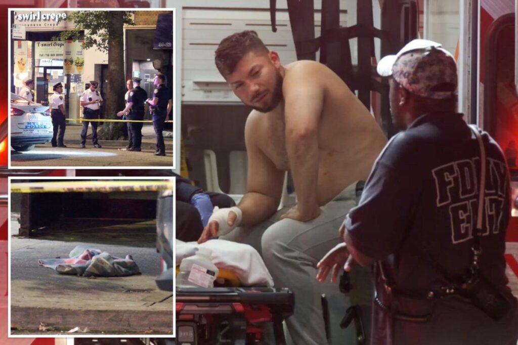 Off-duty NYPD cop stabbed in hand by stranger while walking with friend in Queens