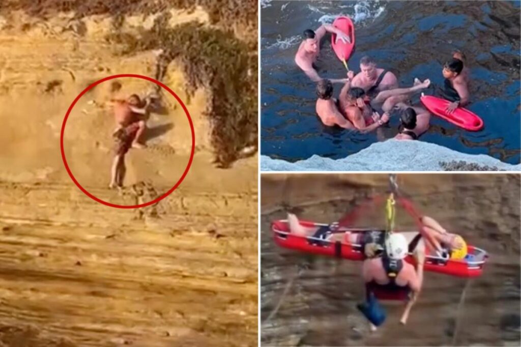 Excruciating moment teen plummets off Sunset Cliffs — as dramatic rescue caught on camera