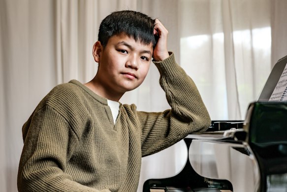 Good to be back home: Charlie Wu at his home in Wheelers Hill, in Melbourne’s south-east.