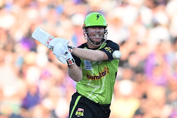 Warner in action for the Sydney Thunder in 2025.
