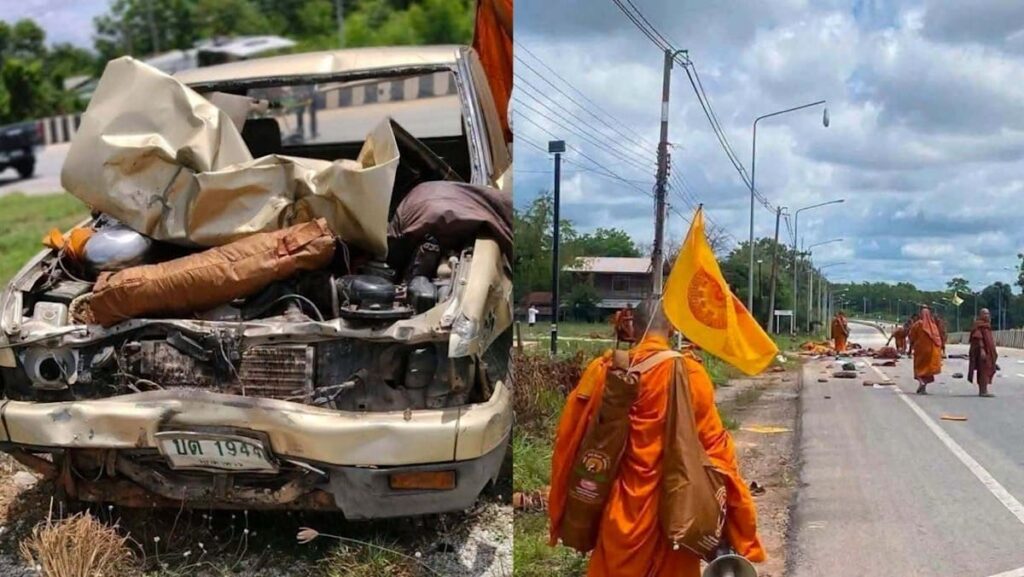 Nine Thai monks killed after boy drives truck into procession