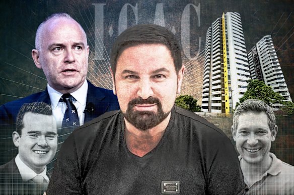 The ICAC inquiry is examining the behaviour of (from left) Jean-Claude Perrottet, Dallas McInerney, Jean Nassif and Charles Perrottet, among others.