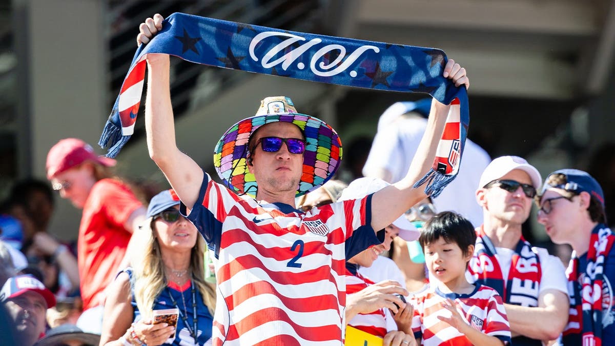 Us fan with scarf