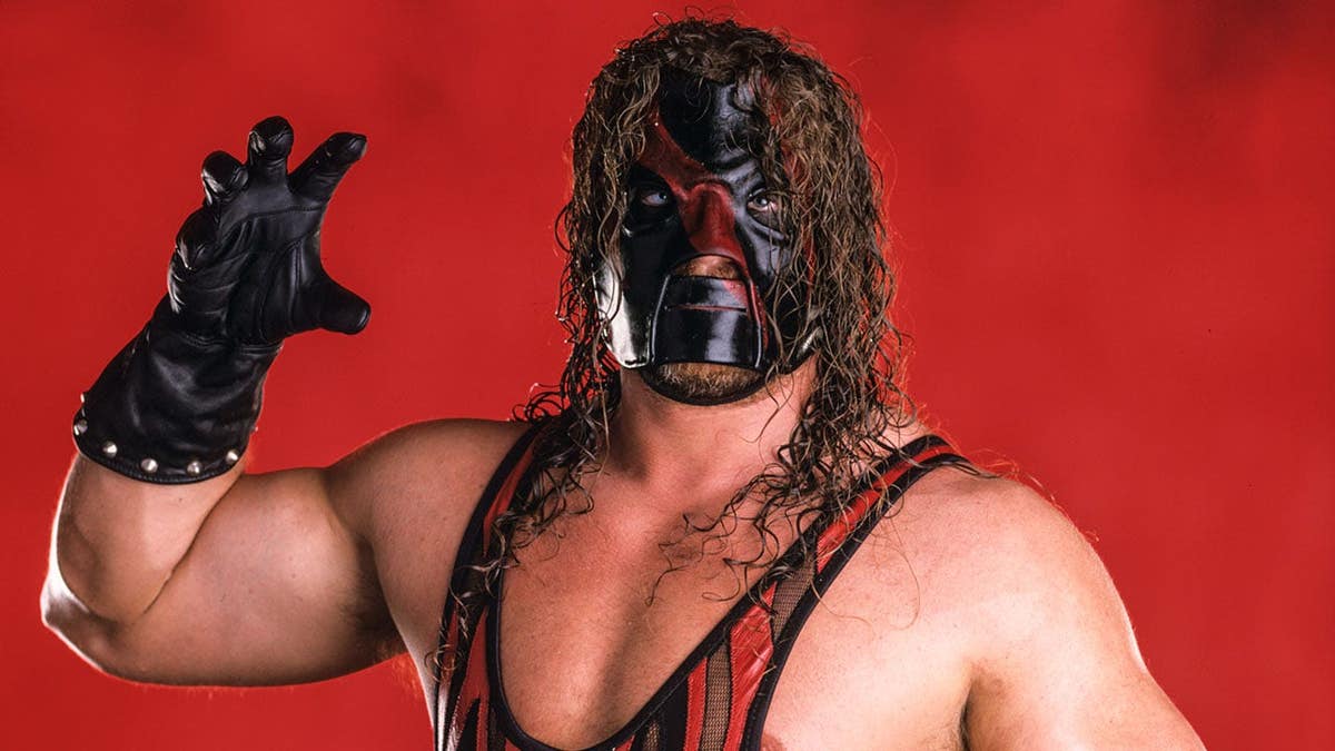 WWE wrestler Kane poses in a studio photo circa 2002.