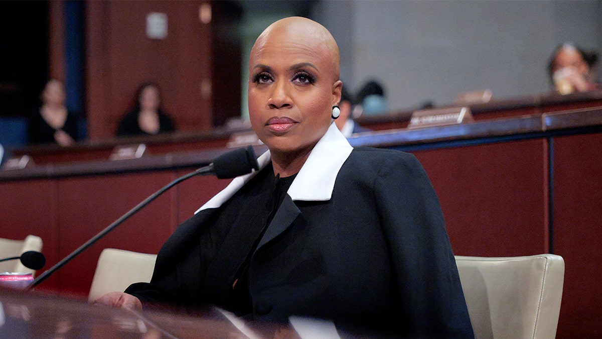 Rep. Ayanna Pressley listening during a hearing.