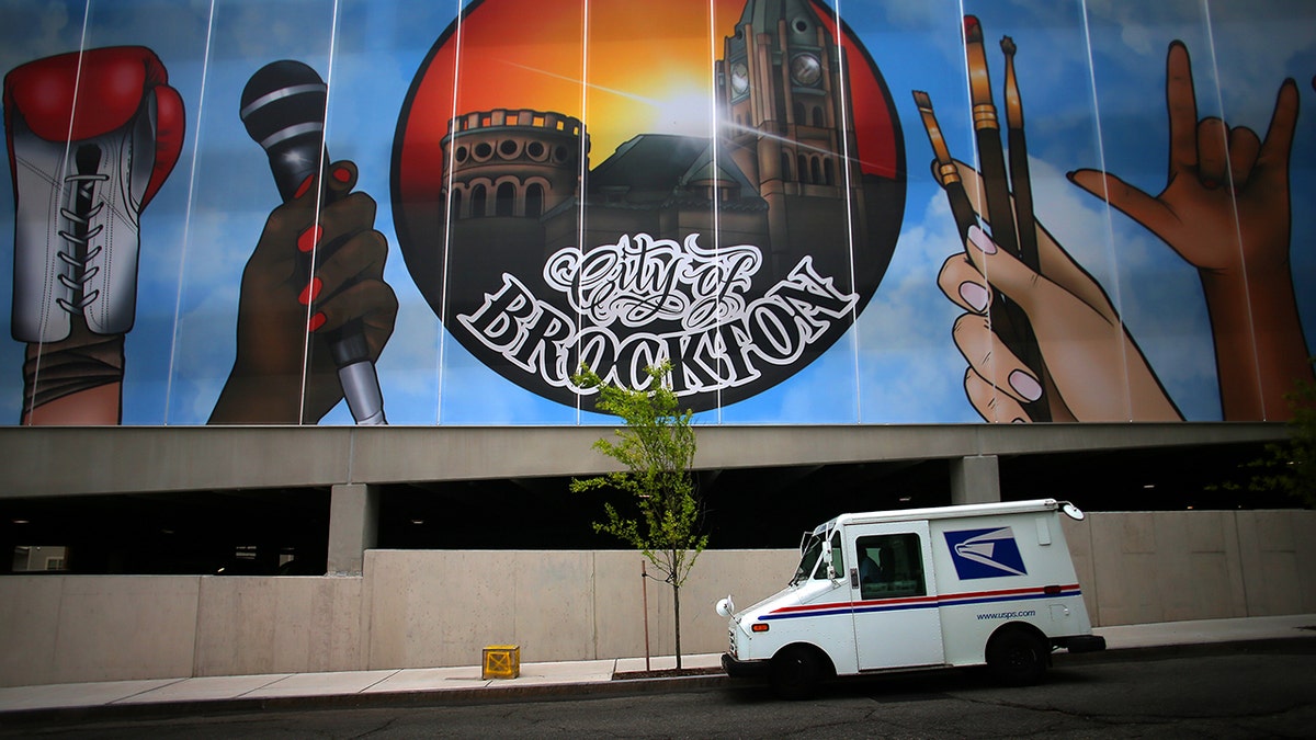 mural on garage that says Brockton