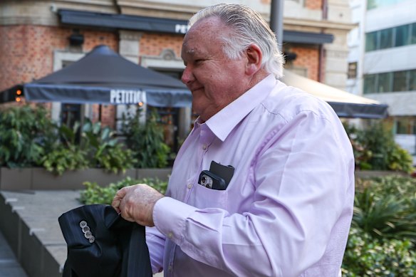 Greg Poland arriving at David Malcolm Justice Centre for his court case against WAtoday/Nine Publishing.