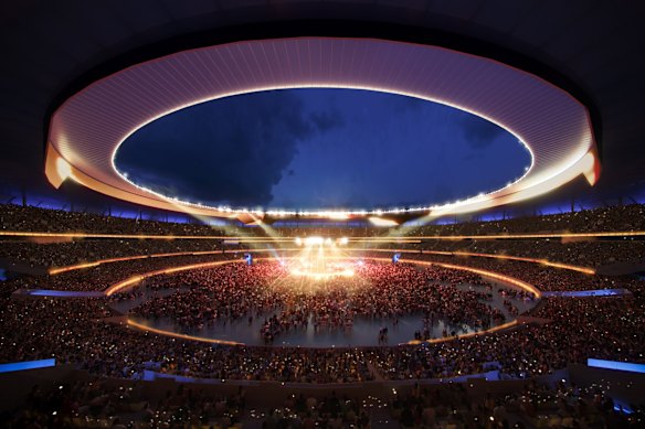An artist’s impression of the proposed Brisbane Stadium, to be built at Victoria Park.