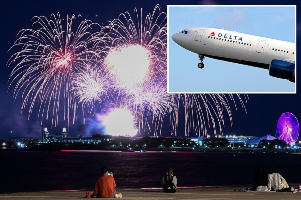 Delta airplane struck by firework mortar while landing in Chicago on Fourth of July Delta airplane struck by firework mortar while landing in Chicago on Fourth of July