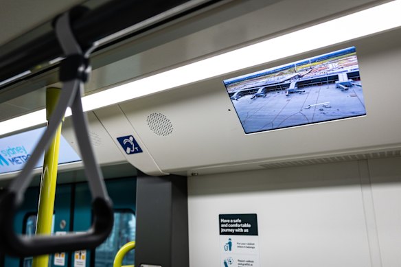 Digital displays will provide flight details for passengers travelling on the airport metro trains. 