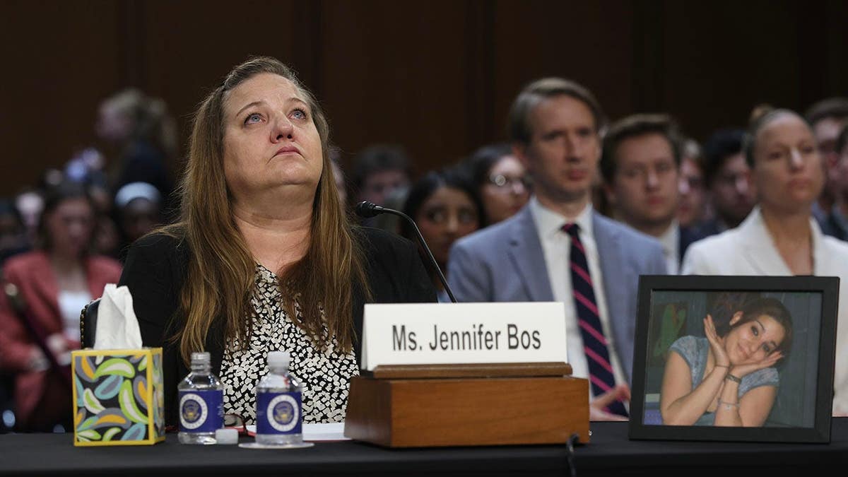 Jennifer Bos speaks on Capitol Hill during a confirmation hearing.