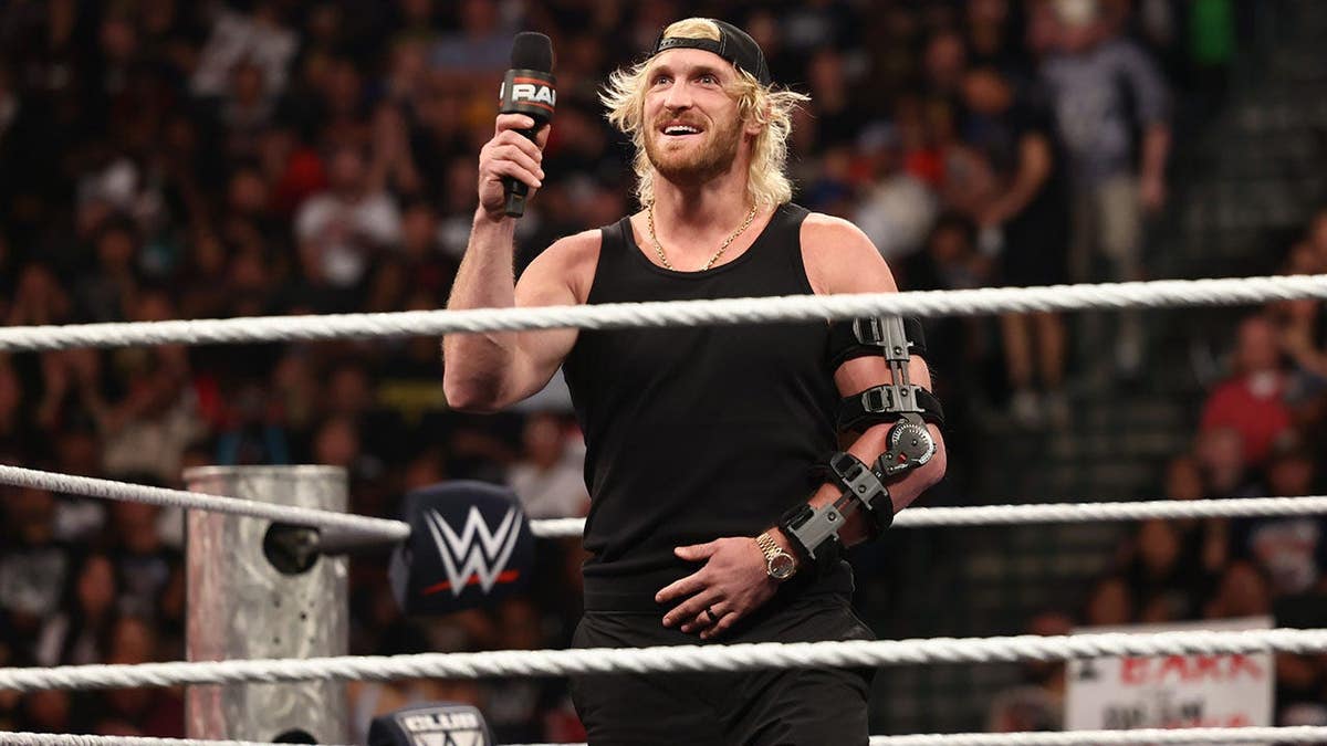 Logan Paul stands in the ring during Monday Night Raw at American Airlines Center.