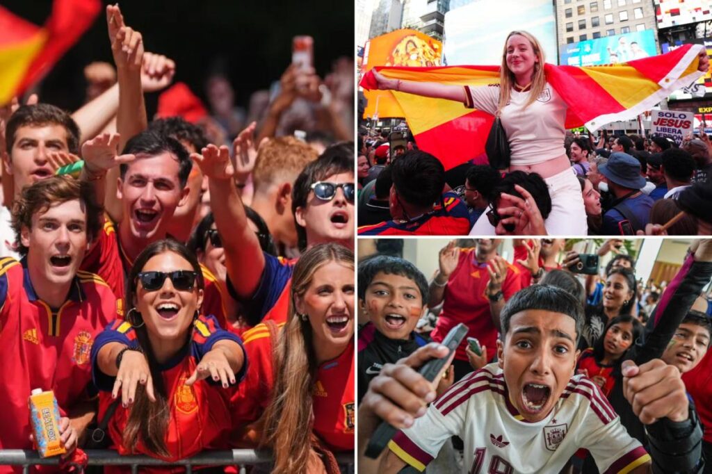 Jubilant Spain fans flock to NYC landmarks to celebrate World Cup win among dejected Argentinians Jubilant Spain fans flock to NYC landmarks to celebrate World Cup win among dejected Argentinians