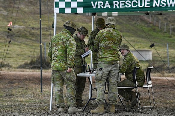 Members of the army’s Joint Task Force 629 at the command centre during the search for Lily Hooper.