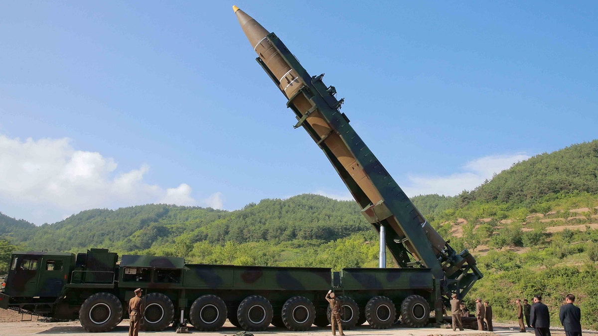 The intercontinental ballistic missile Hwasong-14 is seen in this undated photo released by North Korea's Korean Central News Agency (KCNA) in Pyongyang, July, 4 2017. KCNA/via REUTERS ATTENTION EDITORS - THIS IMAGE WAS PROVIDED BY A THIRD PARTY. REUTERS IS UNABLE TO INDEPENDENTLY VERIFY THIS IMAGE. NO THIRD PARTY SALES. SOUTH KOREA OUT. - RTX39YI2
