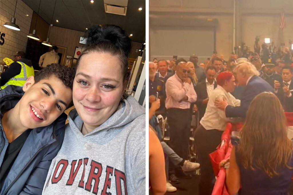 Trump embraces teary-eyed mom of 12-year-old boy shot dead on NYC street