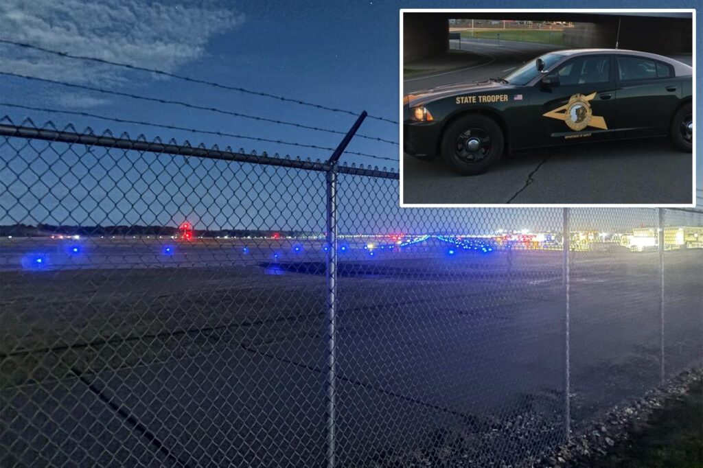 Airport chaos erupts after driver suddenly smashes through fence, hits plane and tractor: police