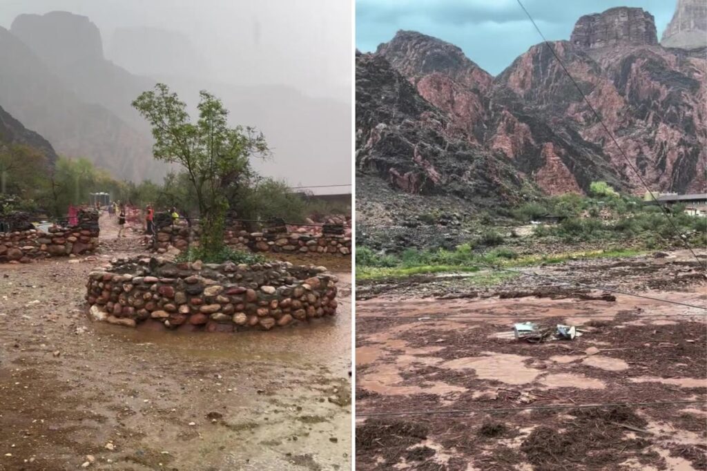 Severe flash floods knocks out central water line in Grand Canyon’s amid missing hikers search