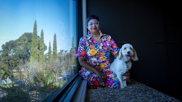 Naveena Nekkalapudi, pictured with her dog, Laika, was diagnosed with breast cancer in 2014. She is now cancer-free, but lives with ongoing nerve pain.