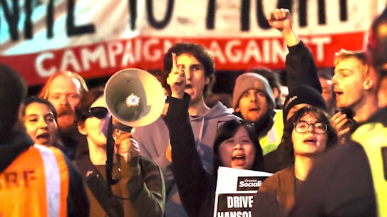 Protesters at One Nation’s  event. 