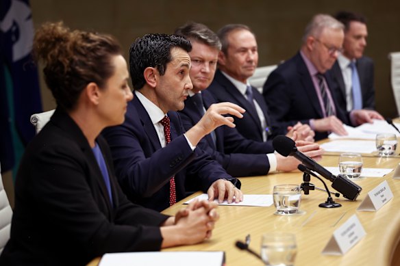 David Crisafulli puts Queensland’s case to the prime minister and other state and territory leaders.