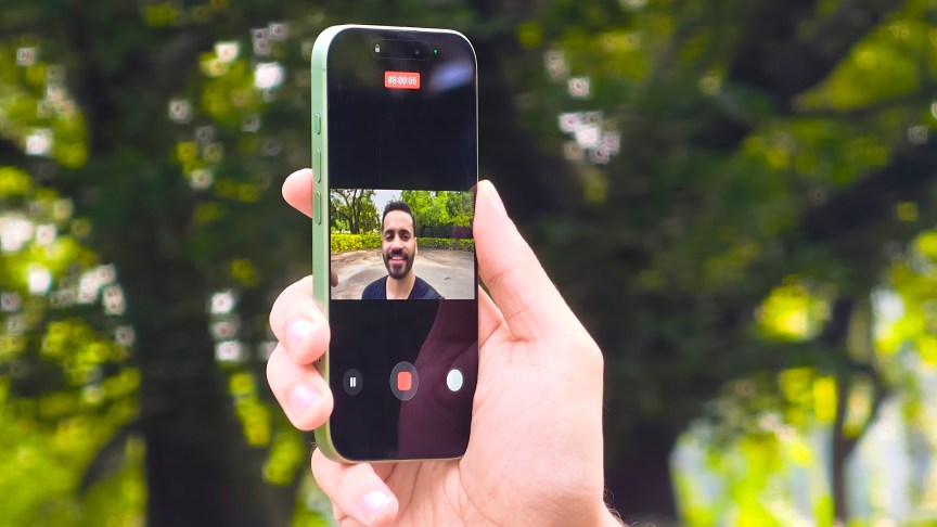 Prakhar recording a selfie video on the iPhone 17.