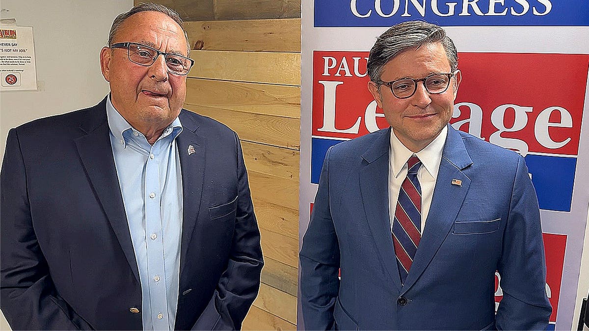 Mike Johnson campaigns with Paul LePage in Maine