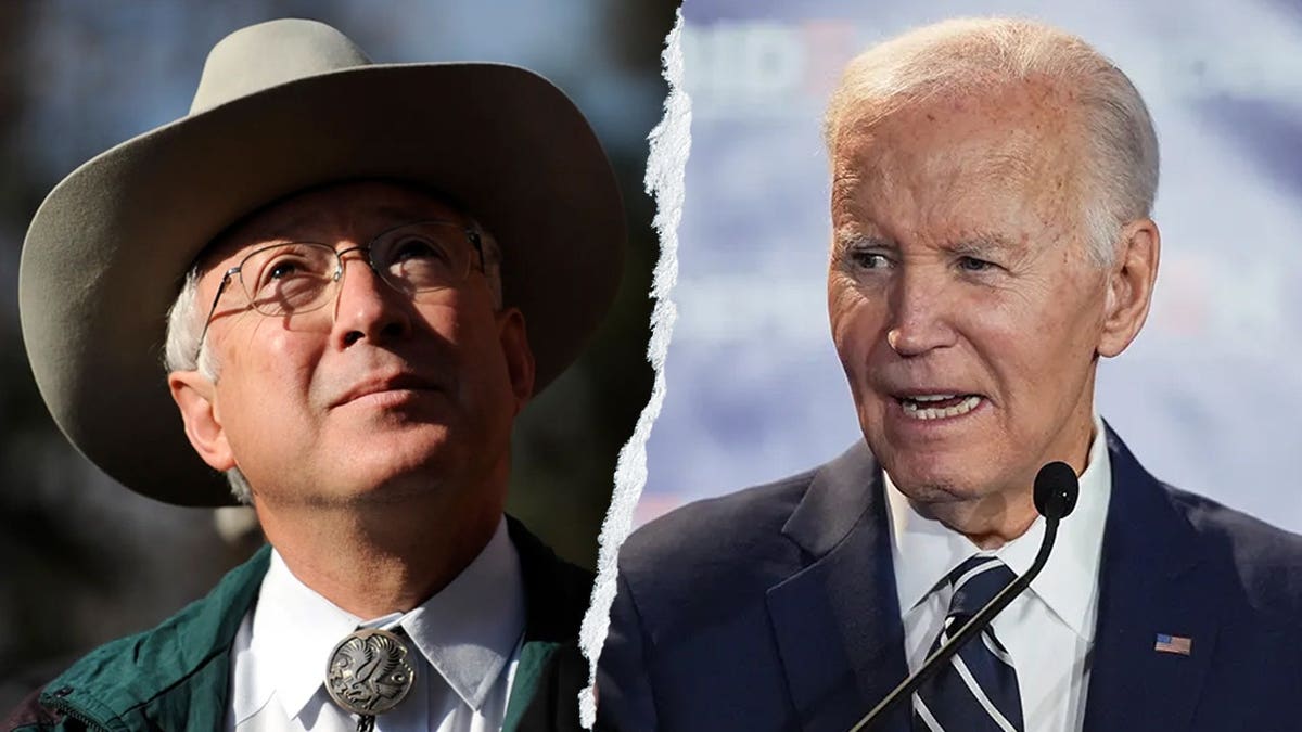 A split screen of former U.S. Ambassador to Mexico Ken Salazar and President Joe Biden.