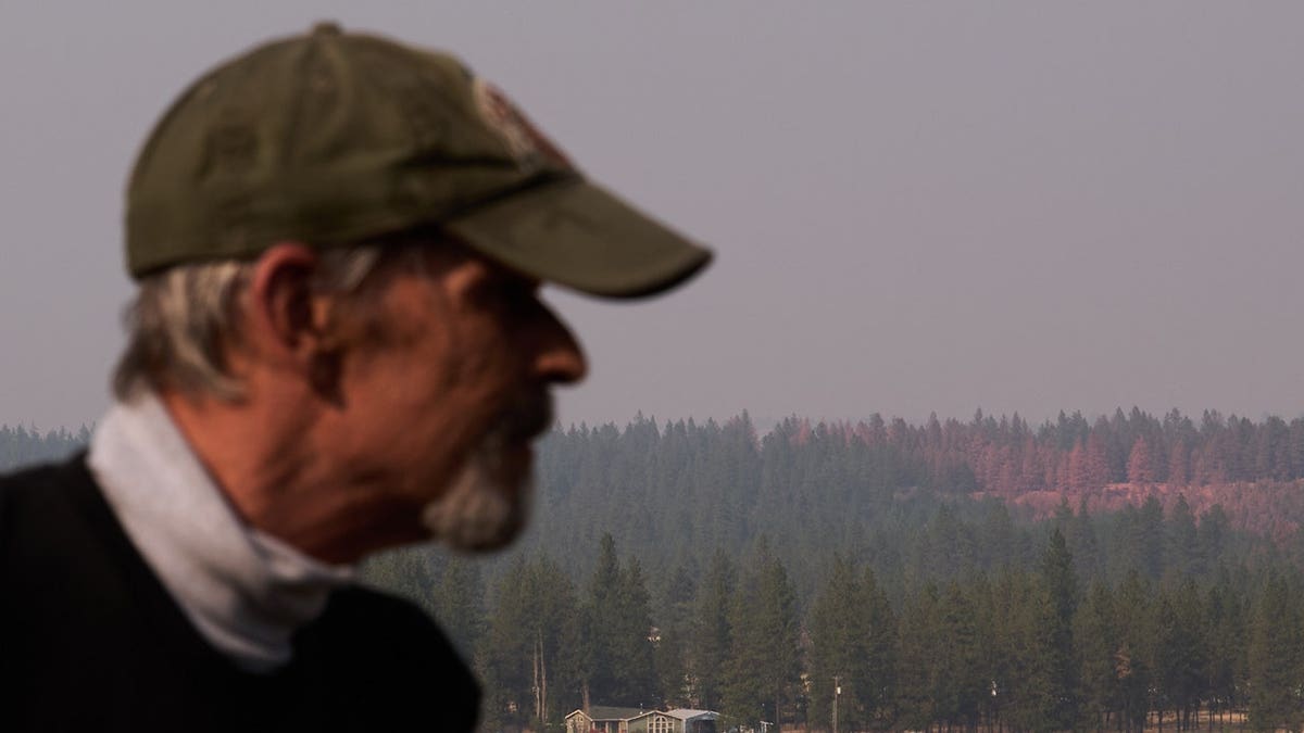 Paul Child looks out near wooded area near his home in Spokane, Washington