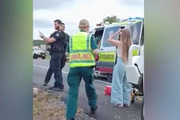 Paramedics took four people from the crash site to hospital.