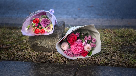 Flowers left at the site of a fatal crash in Wantirna South last year.