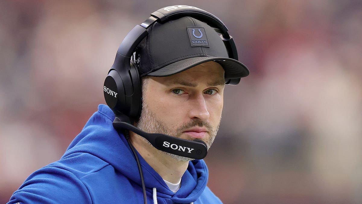 Brian Mason, Special Teams Coordinator for the Indianapolis Colts, looks on before a game.