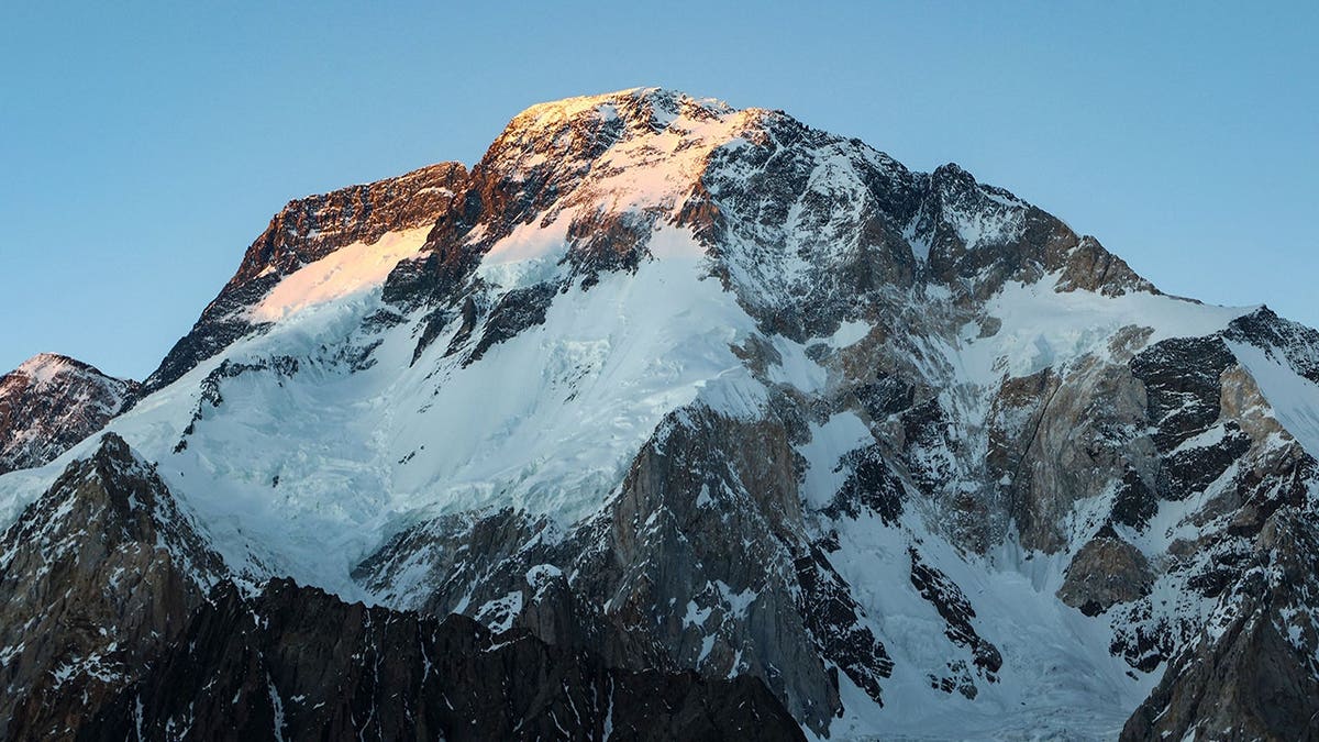 Broad Peak, the world's 12th tallest mountain, rises in the Karakoram range in Pakistan.