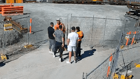 CCTV footage showing the confrontation between bikies and a CFMEU activist.