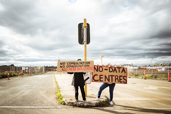 Residents rallied at the site of the proposed data centre, where Ford’s Broadmeadows Assembly Plant once operated. 