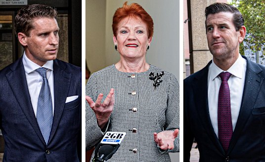 Liberal Andrew Hastie, left, will have to contend with One Nation supporters backing not only Pauline Hanson but also Ben Roberts-Smith.