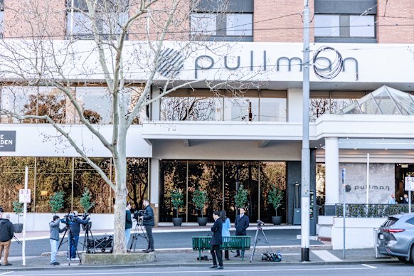 The Pullman East Melbourne hotel, where the Swans players stayed on Sunday night.
