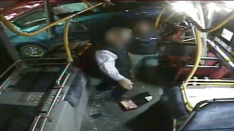 Footage emerges of car ploughing through council bus Footage emerges of car ploughing through council bus