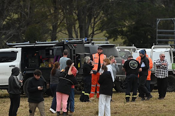 Family and friends of Hooper at the search command post. 