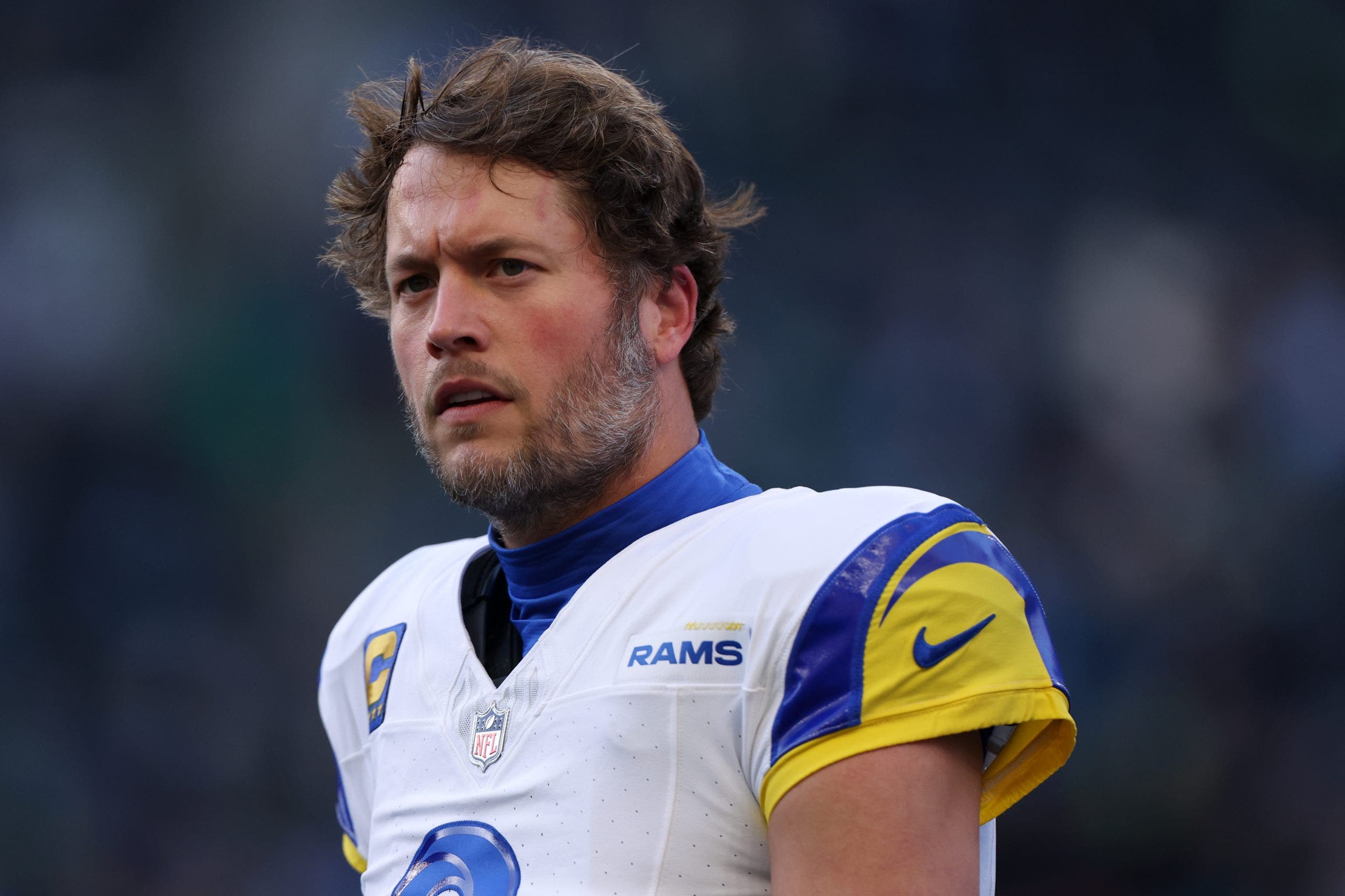 Los Angeles Rams quarterback Matthew Stafford fell short of reaching the Super Bowl last season. (Eric Thayer / Los Angeles Times via Getty Images)