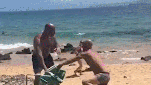Video shows Kirill Basin and Kama Homan during a confrontation on a Maui beach.