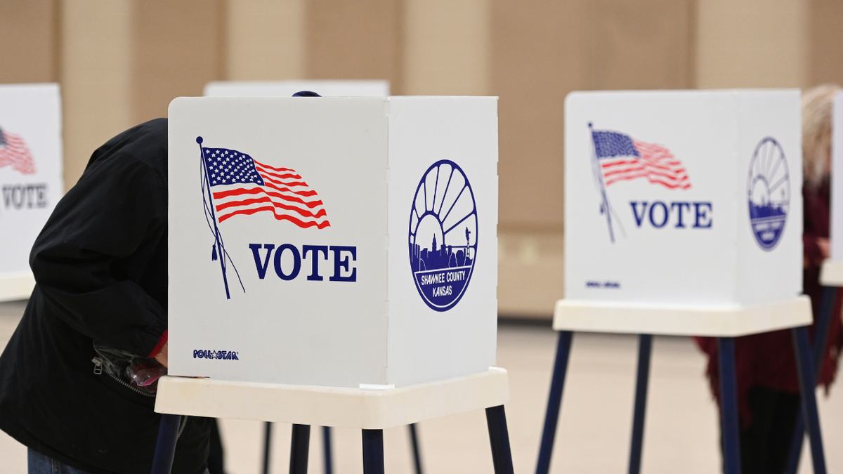 Voters cast their ballots at St. Johns Lutheran Church on November 8, 2022 in Topeka, Kansas.