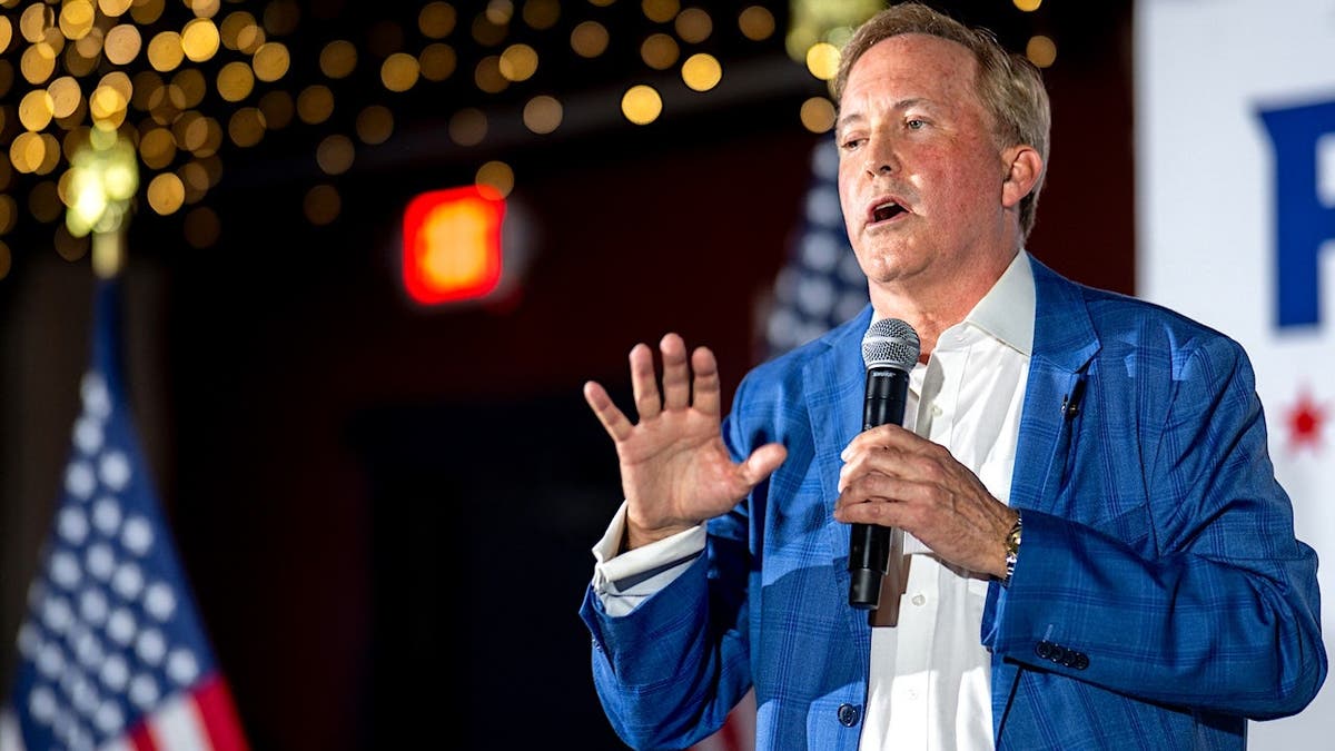 Ken Paxton speaks at a campaign event in Allen, Texas.