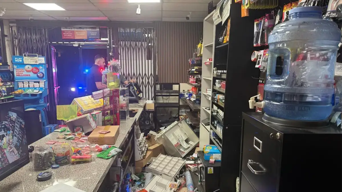 photo shows interior damage