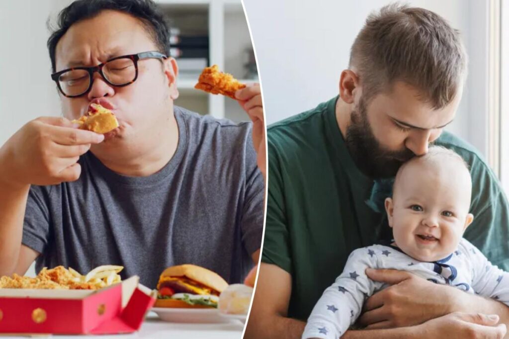 Baby has fat thighs and jelly belly? Dad’s diet may be to blame