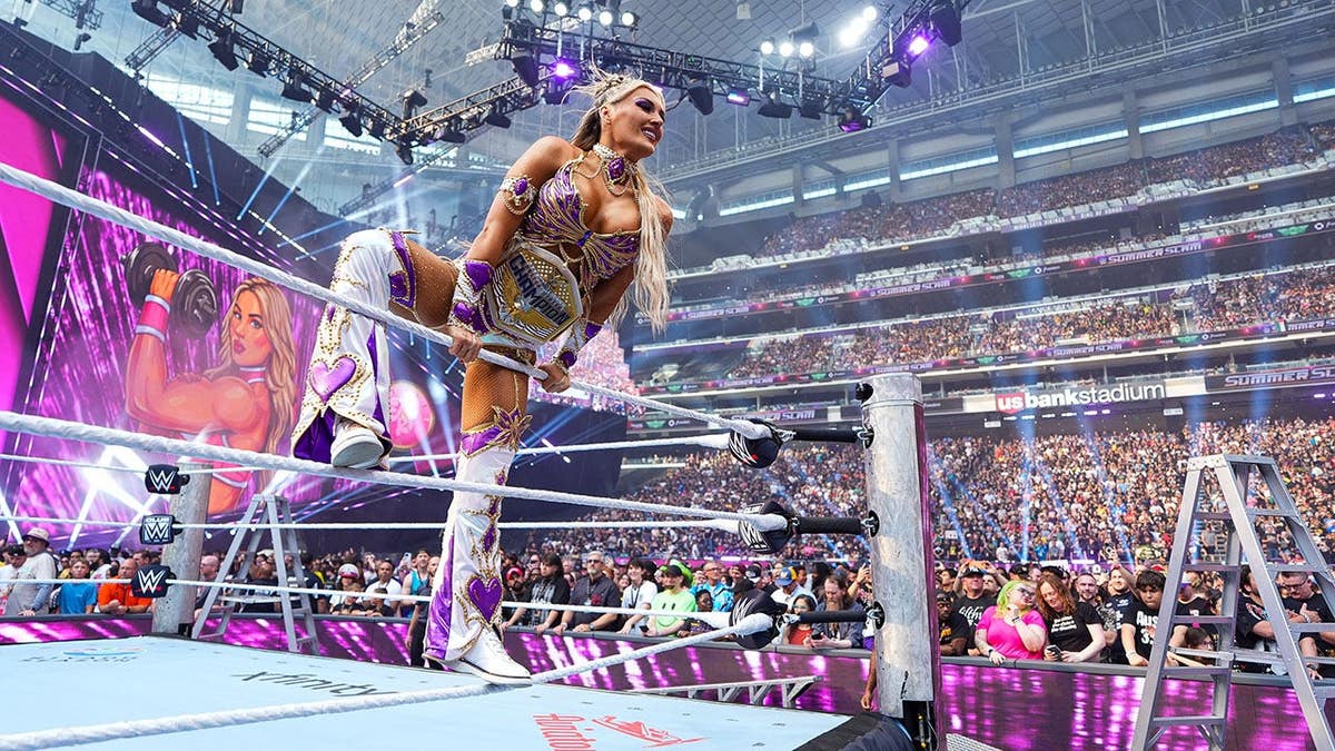 Tiffany Stratton enters the ring during SummerSlam.