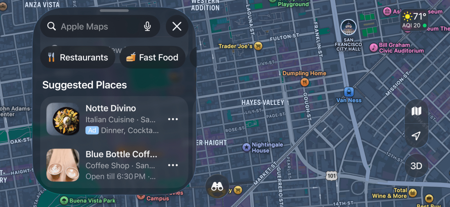 Apple Maps Has Ads Now. They Might Not Be Terrible, but You Can’t Turn Them Off