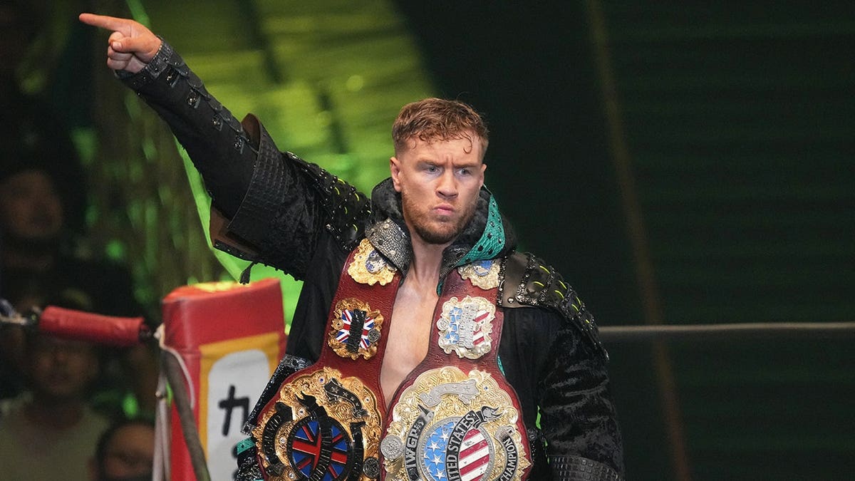Will Ospreay entering the wrestling ring at Edion Arena Osaka