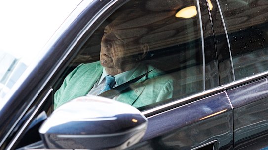 Alan Jones leaves court on Tuesday afternoon.