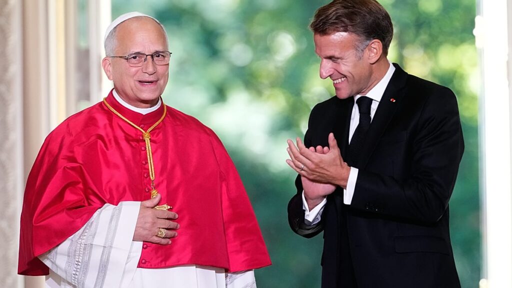 Macron, Pope Leo XIV offer clashing views in first meeting in France
